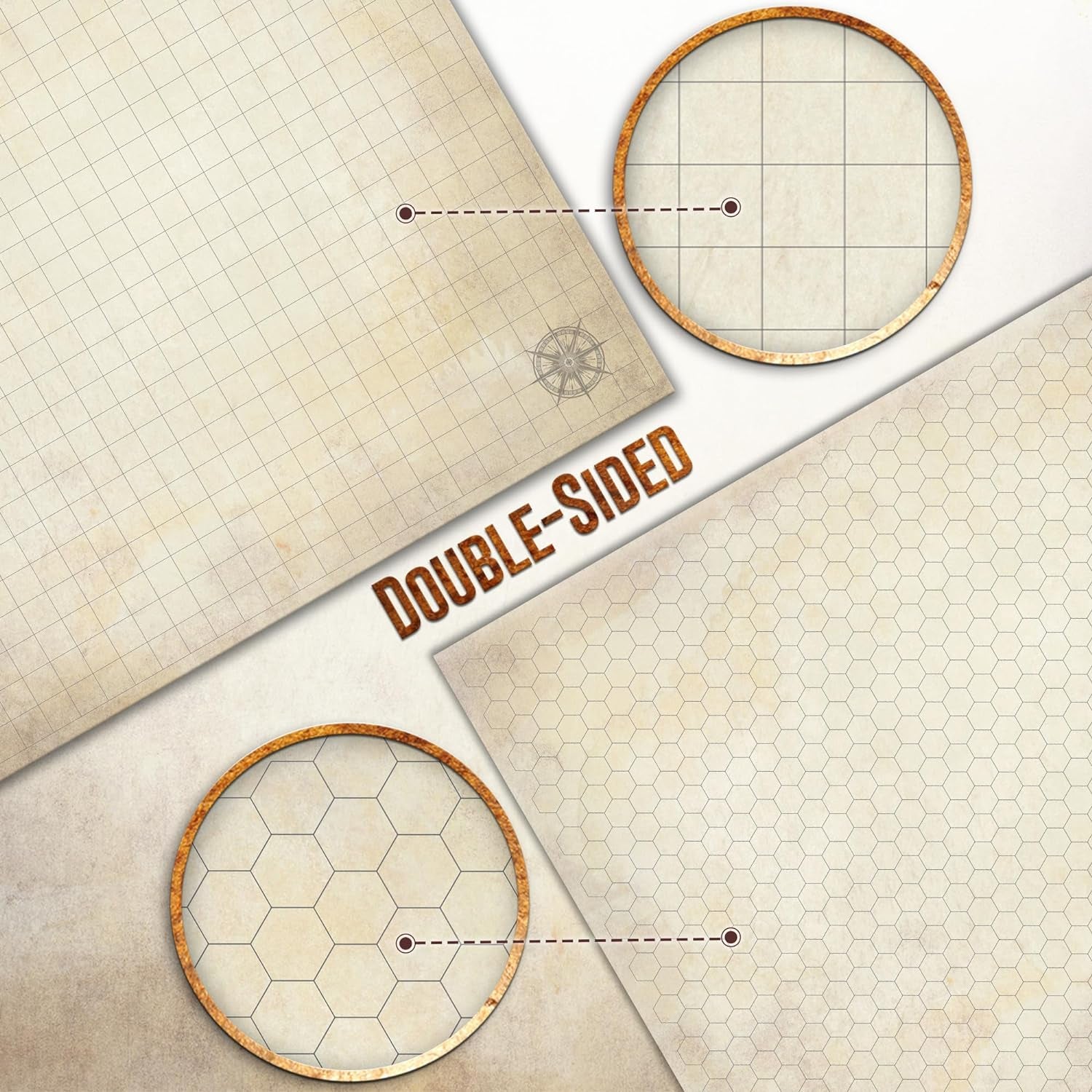Battle Game Mat for DND - Tabletop Board Game Map for Dungeons and Dragons - Perfect Set for Starters and Masters - Accessories for Pathfinder, Wargaming, 40K, Warhammer - 23X27