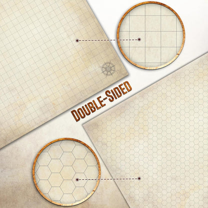 Battle Game Mat for DND - Tabletop Board Game Map for Dungeons and Dragons - Perfect Set for Starters and Masters - Accessories for Pathfinder, Wargaming, 40K, Warhammer - 23X27