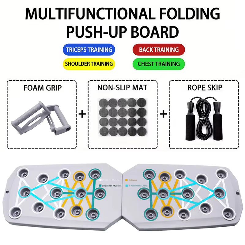 Portable Multifunctional Push-Up Board Set with Handles Foldable Fitness Equipment for Chest Abdomen Arms and Back Training