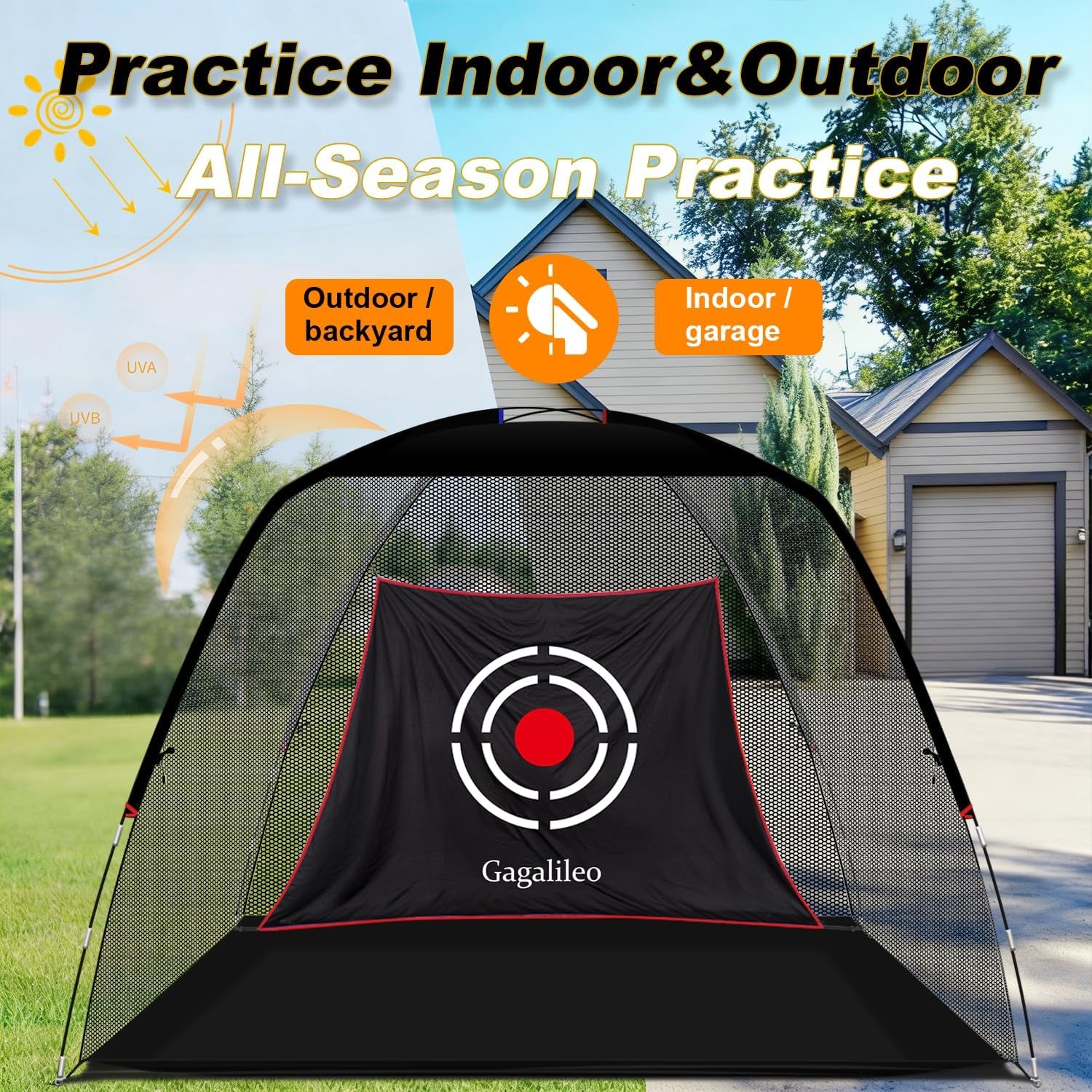 Golf Hitting Net Backyard Driving: 12X7Ft Professional Backstop with Silent Velvet Target Portable Practice for Men Dad Complete Sport Set Gift