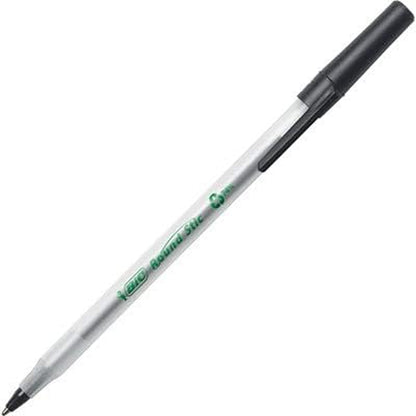 Ecolutions round Stic Ballpoint Pens, Medium Point (1.0Mm), 50-Count Pack, Black Ink Pens Made from 97% Recycled Plastic