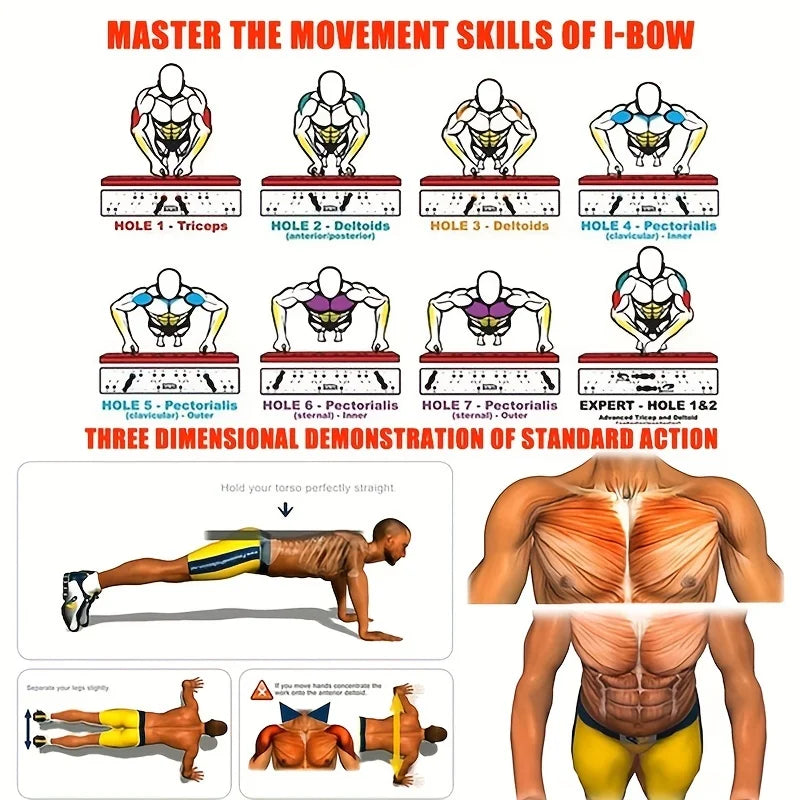Portable Multifunctional Push-Up Board Set with Handles Foldable Fitness Equipment for Chest Abdomen Arms and Back Training