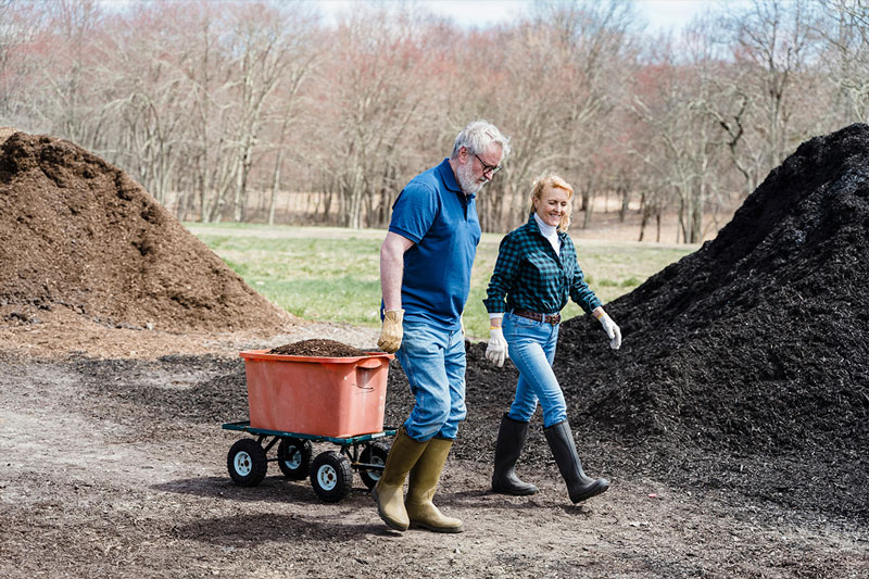 Compost pile in a farm setting.